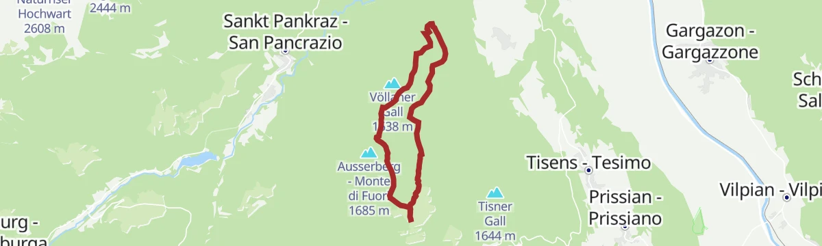 Route map: Da Plazzoles ai masi Gall e ritorno